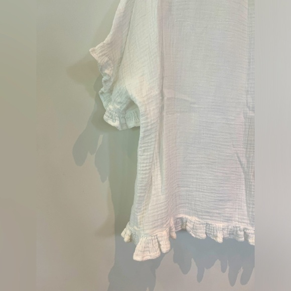 Beachlunchlounge white gauze ruffle short sleeve shirt top coverup size small - Picture 4 of 11